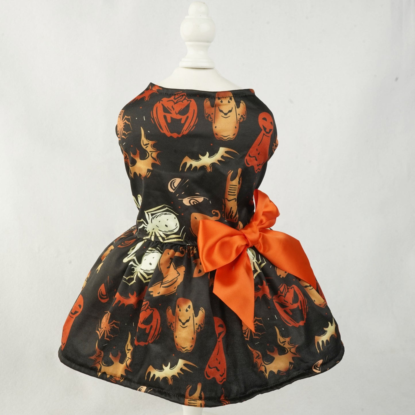 Halloween Small Dog Clothes Pet Dress Pumpkin Print Chihuahua Yorkie Mesh Party