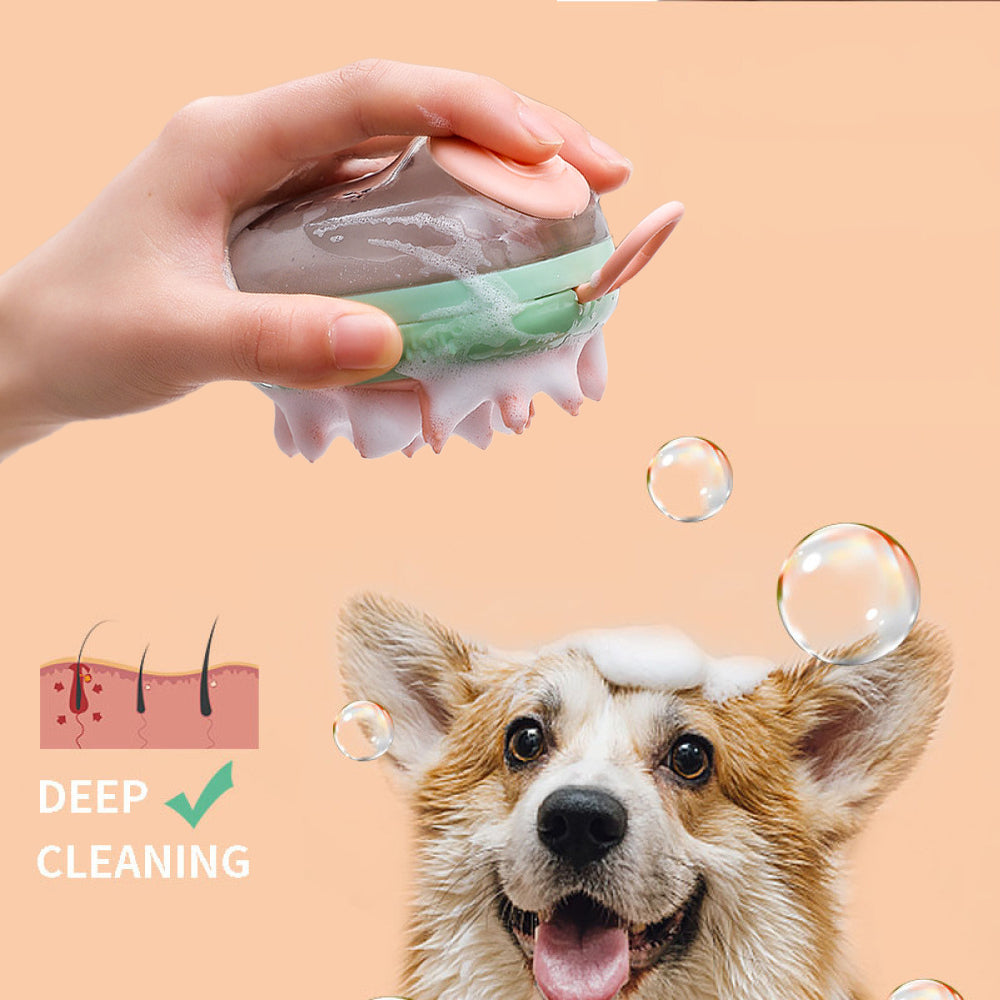 2 In 1 Pet Cat Dog Cleaning Bathing Massage Shampoo Soap Dispensing Grooming